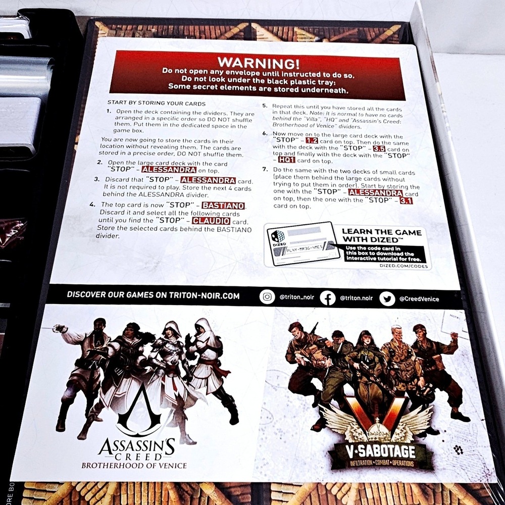 Assassin's Creed Brotherhood Of Venice Board Game Triton Noir New Sealed Tactile - Picture 12 of 16